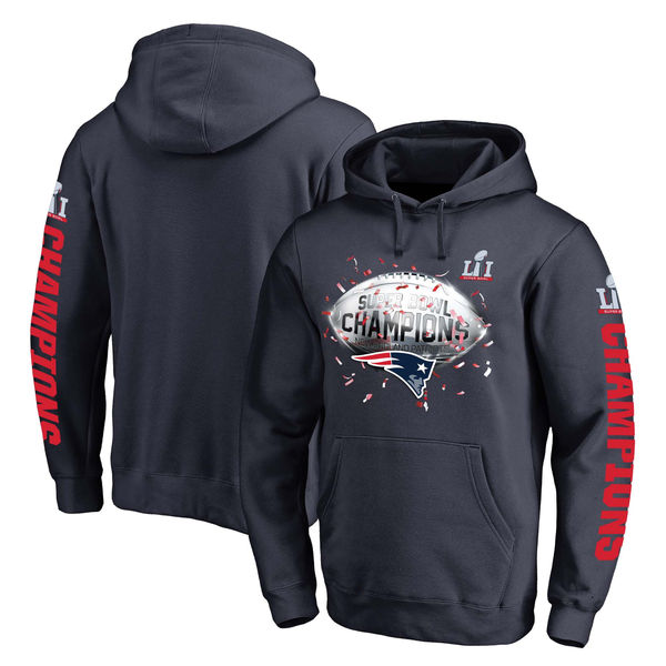 New England Patriots Pro Line by Fanatics Branded Super Bowl LI Champions Confetti Pullover Hoodie - Navy